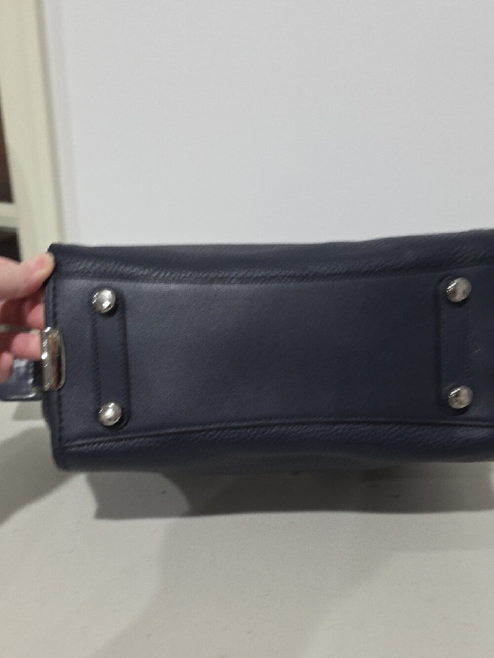 Coach Swagger 27 Navy Pebbled Leather Satchel with Silver Hardware Purse F87295 - Picture 6 of 16